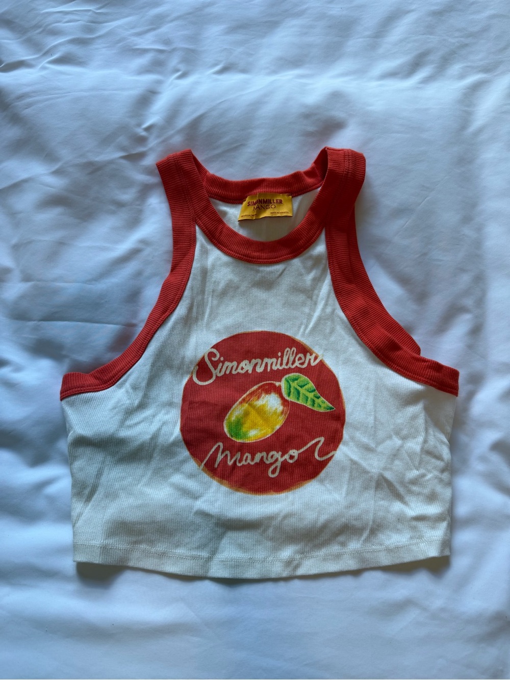 Simon Miller x Mango White & Orange Graphic Tank Top